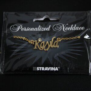 KAYLA Name Goldtone Rhinestone Accent 14.5" w 4.5" Multi Ring Ext Necklace